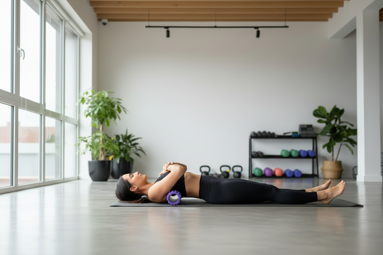 Upper back foam roller technique